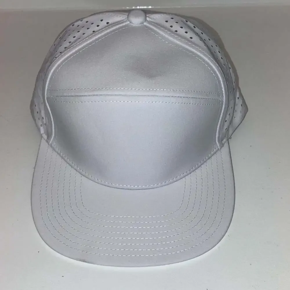 White Laser Perforated 7-Panel Performance Snapback Hat